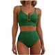 thumbnail image 2 of Tankini para mujer, traje de baño liso con escote en V, hueco, cintura alta, texturizado, plisado, dividido, dos piezas, tankini, 2 piezas, trajes de baño para mujer, tankinis, 2 of 4