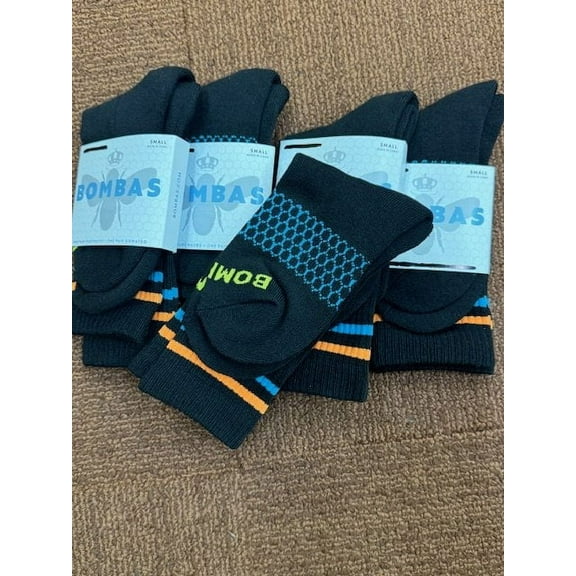 Bombas Unisex Colorful Print Socks, Black, (5-Pack)