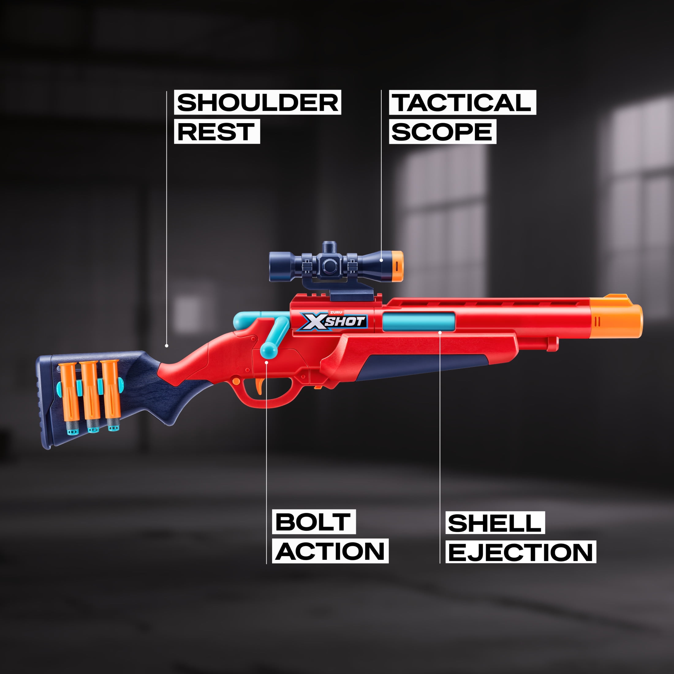 XSHOT Excel Ejector Shell (8 Air Pocket & 90ft Range) Outdoor Blaster with Scope by ZURU Ages 8+
