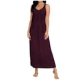 thumbnail image 2 of Long Nightgowns for Women Full Length Short Sleeve Nightshirt Soft Plus Size Sleepwear Casual Loungwear Wine XL, 2 of 6