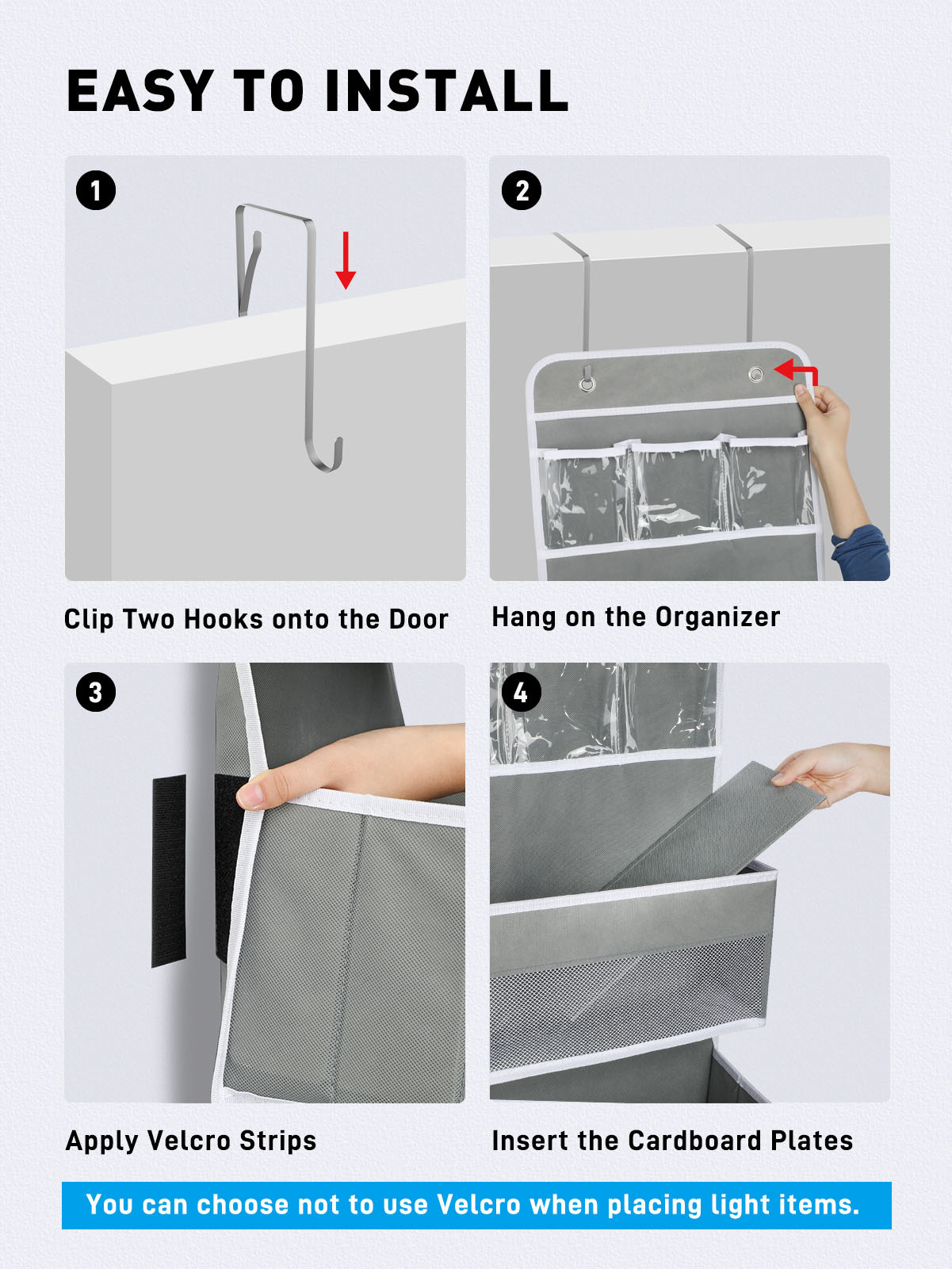 LazySpin 6-Shelf Over the Door Organizer, Gray photo 2