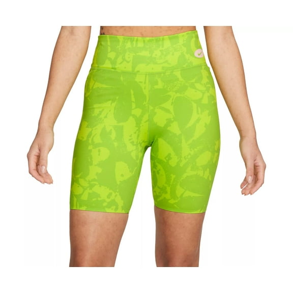 Nike Women's One Logo Mid-Rise Dri-Fit 7" Bike Shorts (as1, Alpha, l, Regular, Regular, Luxe Lime Green)
