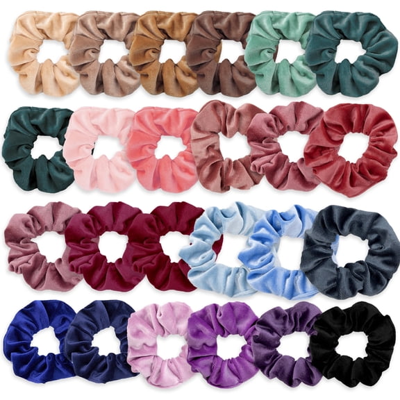 24 Pcs  Scrunchies for Women, Mixed Colors Classic Elastic Thick Hair Ties, Soft Ponytail Holder Hair Accessories