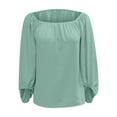 thumbnail image 6 of MIXUE Boho Tops For Women Summer Chiffon Solid Color Off Shoulder Long Sleeve Loose Fit Casual T-shirts Streetwear,Green,M, 6 of 6