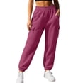 thumbnail image 2 of Sunnin Womens Cargo Jogger Sweatpants Elastic Waist Cuffed Ankle Pockets Relaxed Casual Lounge Trousers, 2 of 7