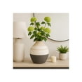 thumbnail image 3 of Textured Ceramic Striped Vase for Living Room Decor and Home Accents - Modern Decorative Flower Vase for Room, Bedroom, or Office Display - Ideal for House and Table Styling - 13", Tan & Ivory, 3 of 12