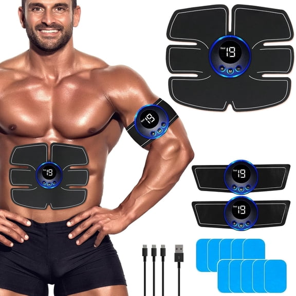 HAHACOOL Abs Muscle -Portable Toner - Trainer Workout Equipment for Men Woman Abdomen Home Office Exercise, 10pcs Free Gel Pads