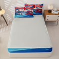 thumbnail image 4 of Manfei Retro British Flag Zipper Queen Comforter Set with Fitted Sheet and 2 Pillowcases,London Red Bus Zipper Bedding Set,Red Blue,Light Gray Reversible,4pcs, 4 of 8