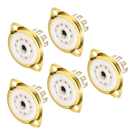 9pin PCB Tube Socket Ceramics, Vacuum Tube Protect Tube Socket White for 12AX7, 12AU7 Tube Pack of 5,GZC9-F-1-G