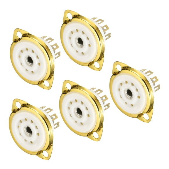 9pin PCB Tube Socket Ceramics, Vacuum Tube Protect Tube Socket White for 12AX7, 12AU7 Tube Pack of 5,GZC9-F-1-G