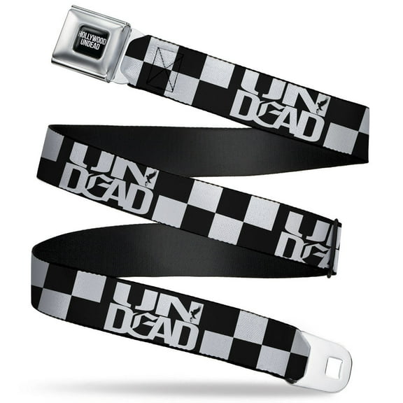 Hollywood Undead Belt, Seatbelt Buckle Belt, Hollywood Undead Checker Black White, 30 to 44 Inches