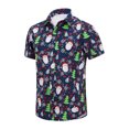 thumbnail image 1 of Guardurnaity Poliéster Decoraciones festivas Camisa navideña Camisa hawaiana divertida informal de verano para hombre Disfraces de disfraces Azul marino-Papá Noel S, 1 of 6