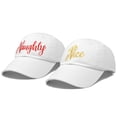 thumbnail image 4 of DALIX Naughty n Nice Christmas Hat Set Womens Matching Embroidered Cap in White, 4 of 7