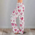 thumbnail image 2 of Hearthz Valentines Pajamas Pants for Women Love Heart Print Women's Pajamas Pants Drawstring Wide Leg Comfy Lounge Pants Women, 2 of 5