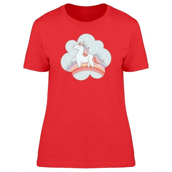 Unicorn Walking On Rainbow T-Shirt Women -Image by Shutterstock, Female x-Large