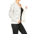 thumbnail image 4 of Womens Long Sleeve Sequin Front Zip Jacket Long Sleeve Ribbed Cuffs Outerwear Tops, 4 of 5
