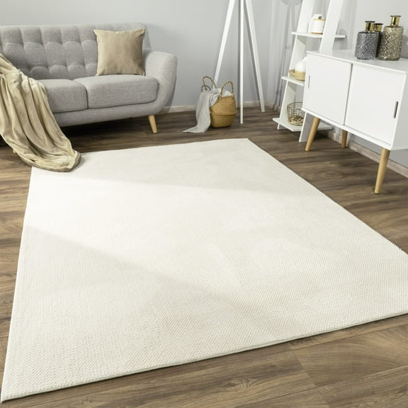 Paco Home Textured Area Rug Soft & Washable in Beige - 2'8" x 4'11" (3'x5')