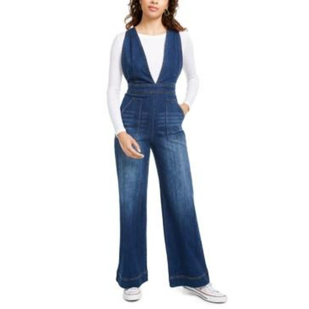 Dollhouse Juniors Sleeveless V-Neck Denim Jumpsuit, Various Sizes Title: 0/Dark Blue