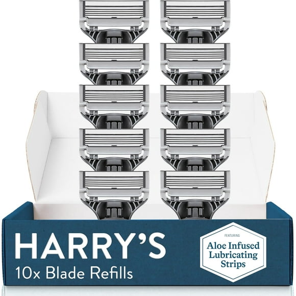 Harry's Originales Lames - Paquet de Recharge pour Rasoir pour Hommes pour un Rasage Lisse - Remplacement de Tête de Rasoir - Cinq Lames Tranchantes - Charnière Flexible - Bande d'Humidité - Tondeuse de Précision - 10 Unités