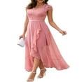 thumbnail image 1 of Women Lace Cap Sleeve Dress Casual Ruffle High Low Party A-Line Dress, 1 of 9