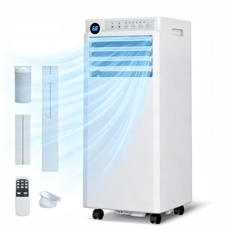 Aprafie 10000 BTU 3-in-1 Portable Air Conditioner, Indoor AC Unit with Remote Control, Quiet Operation, Cools up to 450 Sq.ft, for Small to Medium Rooms, White