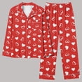 thumbnail image 5 of Rciityk Plus Size Pajamas for Women Set Valentines Day Lounges Cute Heart Print Button Up Long Sleeve with Long Pants Pjs Sets Ladies Pajamas Sets, 5 of 5