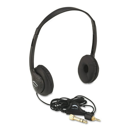 Full Size Multimedia Headphones - AmpliVox Personal Multimedia Stereo Headphones with Volume Control, Black
