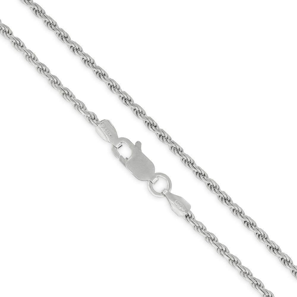 ITALY 925 Sterling Silver ROPE Chain Necklace-Rhodium Plated Over Solid Silver 