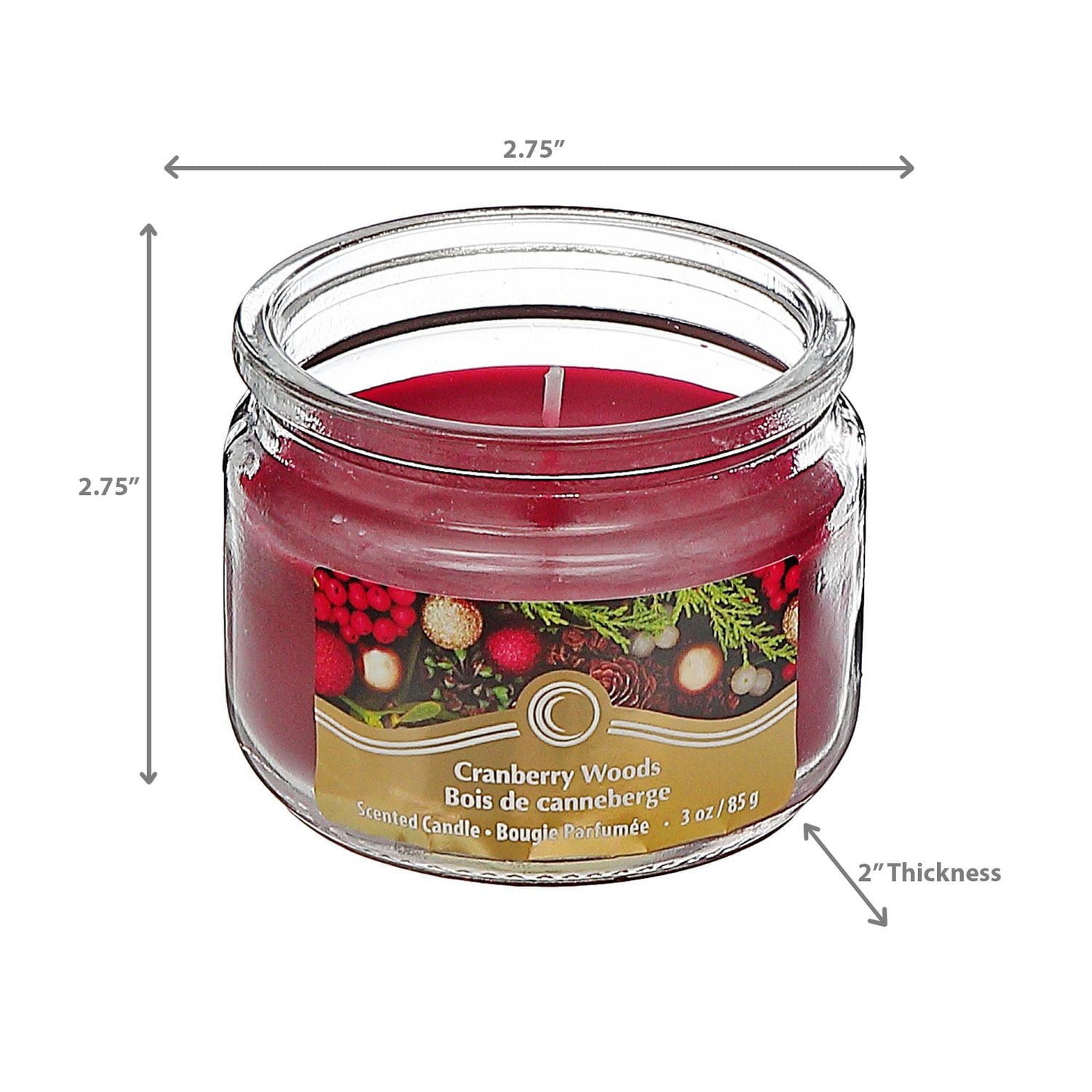 Christmas 3 Oz Scented Jar Candle Cranberry Woods - Set of 4