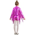 thumbnail image 3 of Doomiva Kids Girls Long Sleeve Shiny Fringe Crop Jacket Top and Metallic Tassel Shorts Sparkly Dance Streetwear Hot Pink 12, 3 of 6
