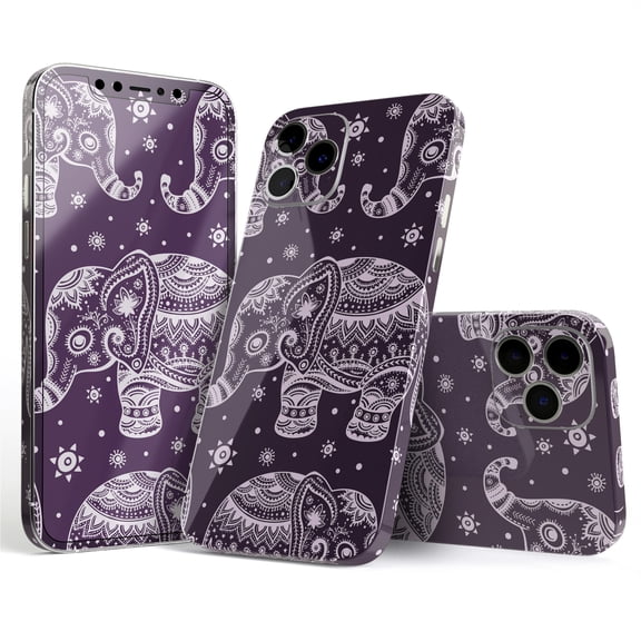 DesignSkinz Purple Sacred Elephant Pattern Full-Body Skin Decal Wrap Cover for iPhone 16