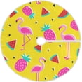 thumbnail image 1 of FMSHPON Pink Pineapple Flamingo Xmas Christmas Tree Skirt Stand Mat for Holiday Party Decoration Indoor Outdoor 36 inches, 1 of 6
