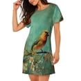 thumbnail image 2 of Disketp Retro Birds para Camisón Corto de Manga Corta para Mujeres, Camisón Cómodo con Escote Redondo, Bonito y Confortable, 2 of 6
