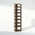 thumbnail image 2 of Furinno Compact 9-Tier Vertical Space Saving Free Standing Corner Shelf, Display Rack, Amber Pine, 2 of 6