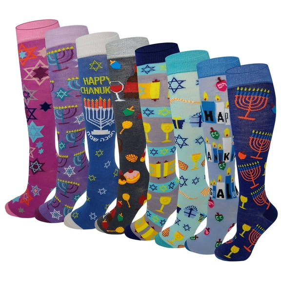 8 Days Of Hanukkah Chanukah Knee High Socks ( 8 Pairs )
