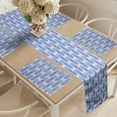 thumbnail image 2 of Ambesonne Abstract Table Runner & Placemats, Geometric Shapes Thin Line, Placemat 4 pcs + Runner 16"x90", Lilac Pale Blue White, 2 of 2