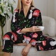 thumbnail image 6 of Yiaed Red Mushrooms Print Pajamas Women's Long Sleeve Sleepwear Soft Button Down Loungewear Pjs Lounge Set Nightwear Womens Pajama Pants-Small, 6 of 7