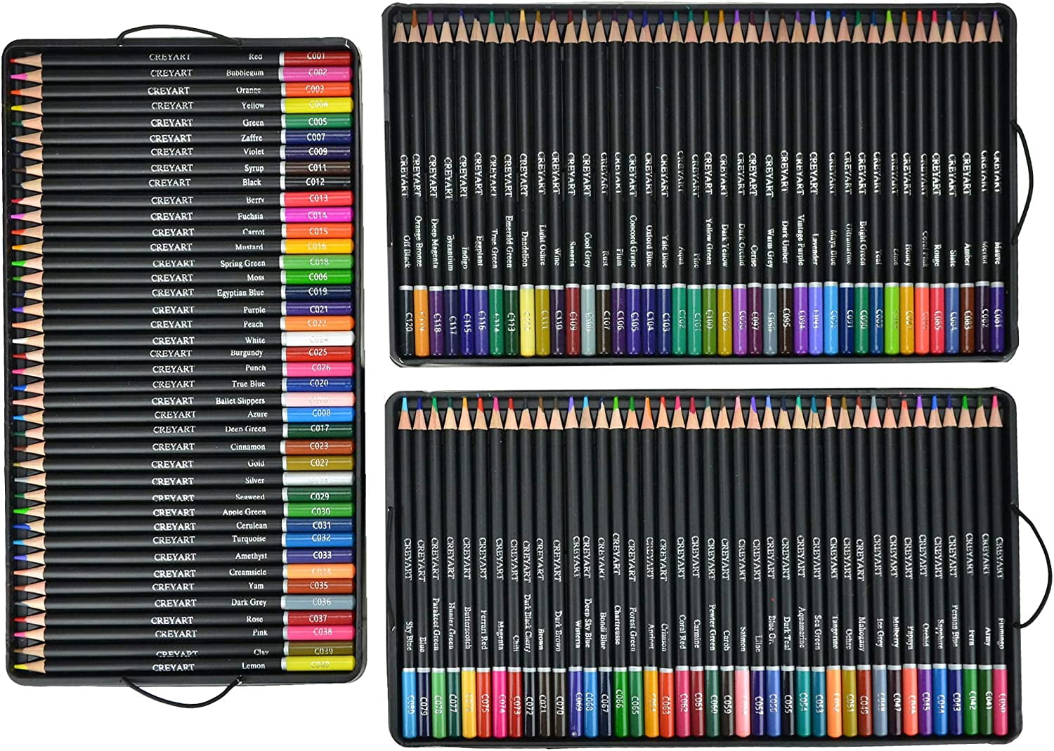 Colored Pencils Set of 120   Pre-Sharpened Nontoxic Art Supplies for Kids and Adults - Soft and Thick Oil Based Leads   120 Colors in Tin Box - By Creyart