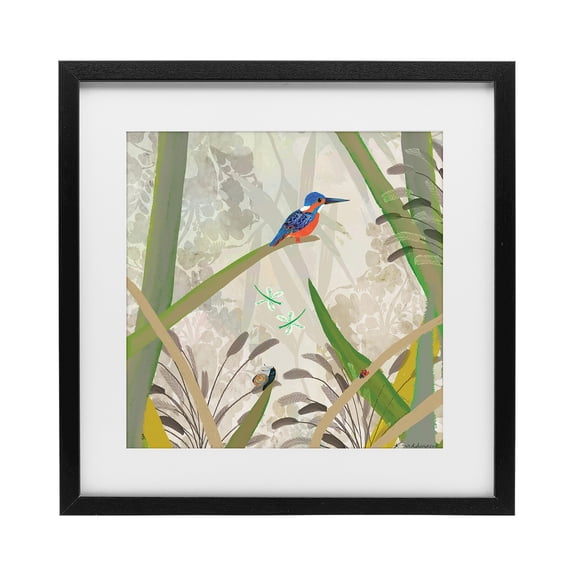 Stupell Industries Bohemian Kingfisher Among Branches Black Framed Print Under Glass, 13 x 13, by Kay Widdowson