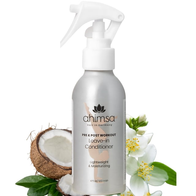 Ahimsa Acondicionador ligero sin enjuague para cabello rizado | Aceite de Coco y Natural | Mejora los rizos y desenreda | Control del encrespamiento | Vegano y libre de crueldad | 4 onzas