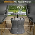 thumbnail image 4 of 5 Pieces Patio Furniture Set, Outdoor Patio Conversation Set with Cooler Bar Table, Luxurious Bistro Set Armchair w/Ottomans, Porch Garden, Gray Cushions, 4 of 9