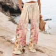 thumbnail image 2 of Casual Pants for Women Art Printed Pocket Elastic Waist Wide Leg Beach Fashion Casual Trousers, 2 of 4