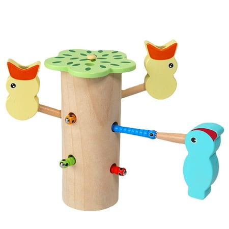 VSFAOV Woodpecker Worm Feed Game - Educational Wooden Color Matching & Fine Motor Skill Development Toy