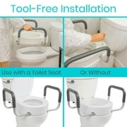 Vive Raised Toilet Seat with Handles, 3.5 Toilet Seat Riser with Arms, Elongated, Weight Capacity 300lbs