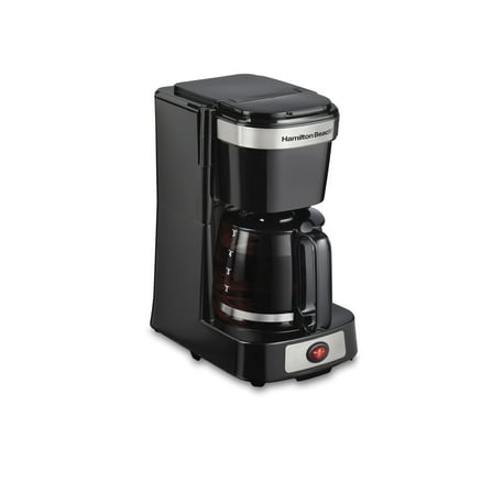 Hamilton Beach Front Fill 5-Cup Drip Coffee Maker Machine with Glass Coffee Pot, Cafetera, Black