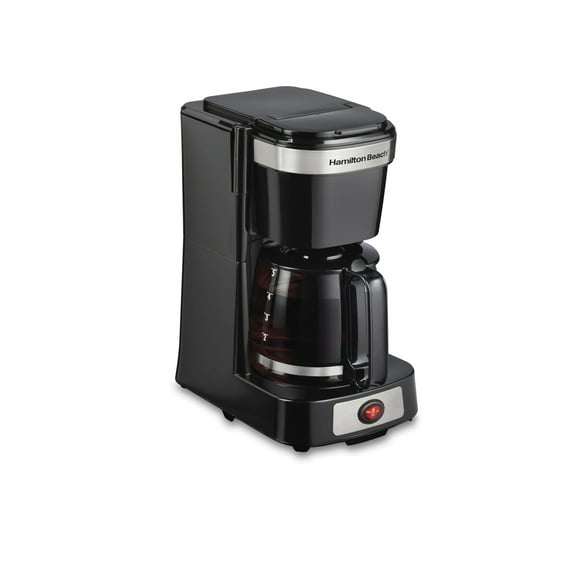 Hamilton Beach Front Fill 5-Cup Drip Coffee Maker Machine with Glass Coffee Pot, Cafetera, Black