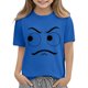 thumbnail image 4 of Blusas y camisas de manga corta con cuello redondo para niños y niñas, color liso, con estampado de expresión linda, manga corta, holgadas y cómodas, blusa para niña, 4 of 5
