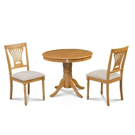 Oak Furniture Columbia Md M&D Furniture BRSO3-OAK-C Brookline 3 piece small kitchen table and chairs set in Oak finish ()