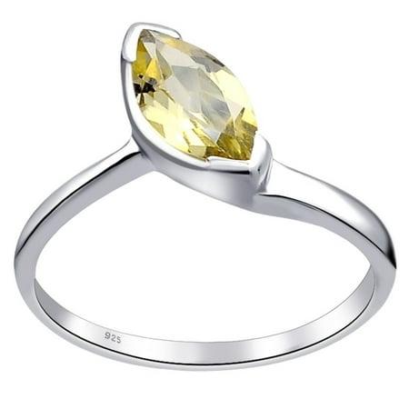 - Orchid Jewelry 925 Sterling Silver 1 Carat Lemon Quartz Marquise Cut Engagement Ring Size -7