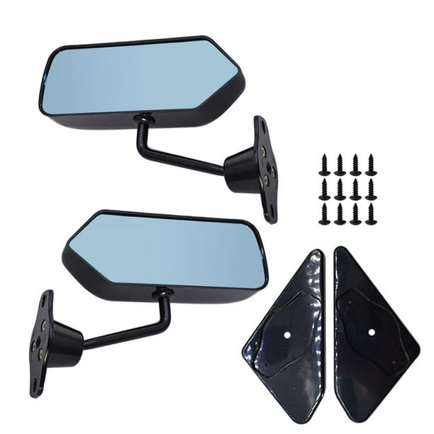 Universal F1 Style Side Mirrors Glossy Black Rear View Mirror with Blue Glass